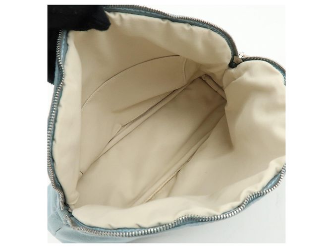 Hermès HERMES Bolide Pouch MM Beauty case in cotone e pelle Azzurro Marrone - vista 18