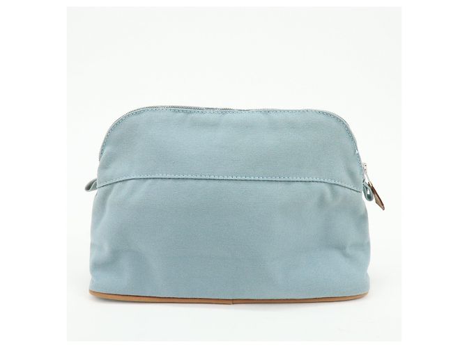 Hermès HERMES Bolide Pouch MM Beauty case in cotone e pelle Azzurro Marrone - vista 2
