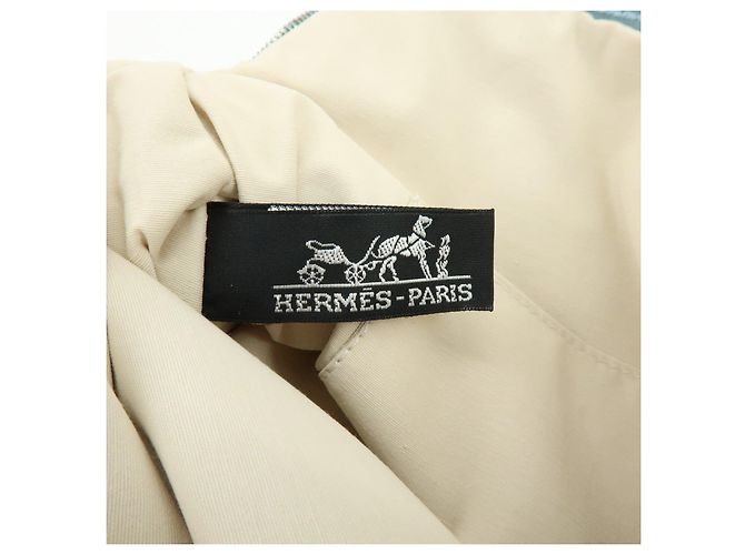 Hermès HERMES Bolide Pouch MM Beauty case in cotone e pelle Azzurro Marrone - vista 20