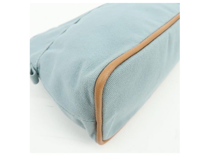 Hermès HERMES Bolide Pouch MM Beauty case in cotone e pelle Azzurro Marrone - vista 6