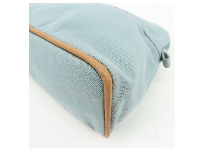 Hermès HERMES Bolide Pouch MM Beauty case in cotone e pelle Azzurro Marrone - vista 7