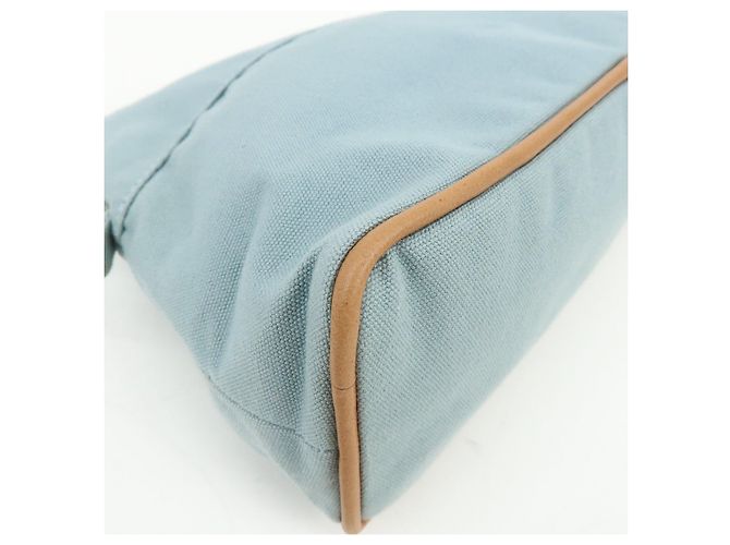 Hermès HERMES Bolide Pouch MM Beauty case in cotone e pelle Azzurro Marrone - vista 8