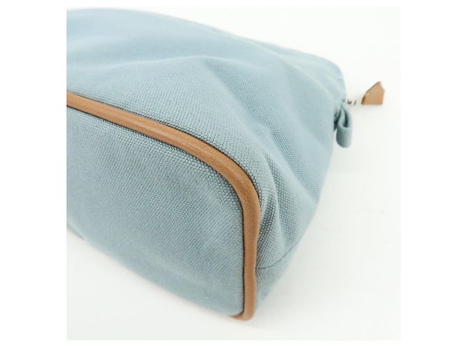 Hermès HERMES Bolide Pouch MM Beauty case in cotone e pelle Azzurro Marrone - vista 9