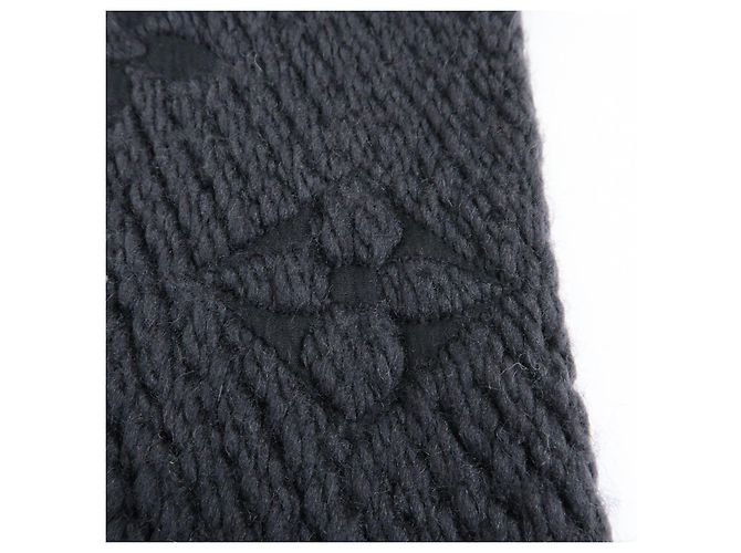 Louis Vuitton Echarpe Logomania Wool Silk Scarf Black M72431 - vista 10