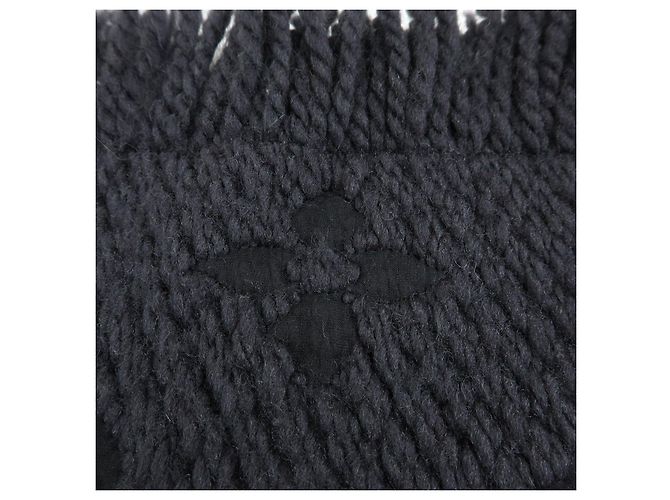 Louis Vuitton Echarpe Logomania Wool Silk Scarf Black M72431 - vista 11