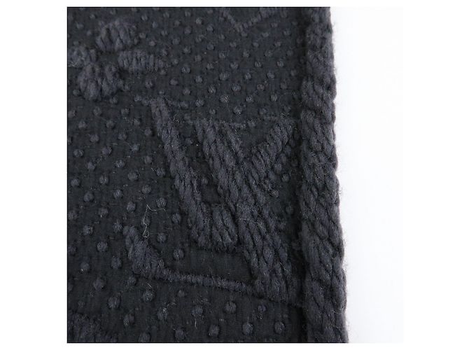 Louis Vuitton Echarpe Logomania Wool Silk Scarf Black M72431 - vista 12