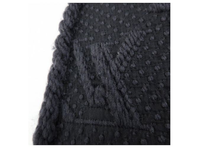 Louis Vuitton Echarpe Logomania Wool Silk Scarf Black M72431 - vista 14