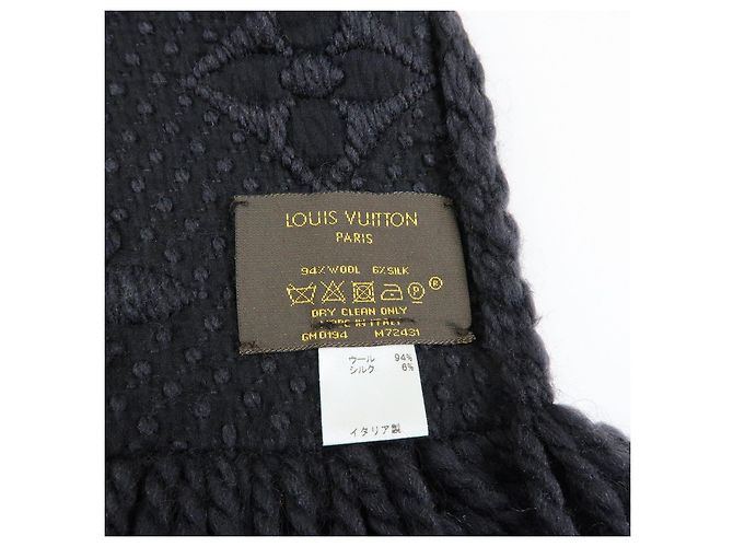 Louis Vuitton Echarpe Logomania Wool Silk Scarf Black M72431 - vista 22