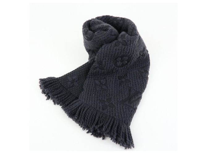Louis Vuitton Echarpe Logomania Wool Silk Scarf Black M72431 - vista 23