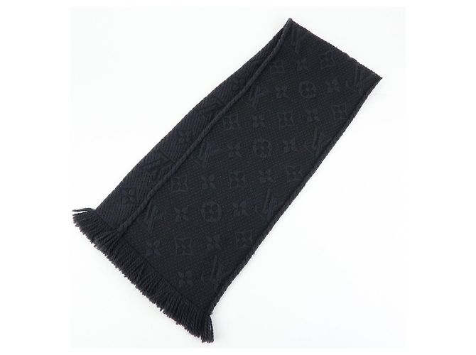 Louis Vuitton Echarpe Logomania Wool Silk Scarf Black M72431 - vista 3