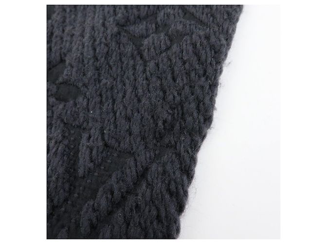 Louis Vuitton Echarpe Logomania Wool Silk Scarf Black M72431 - vista 6