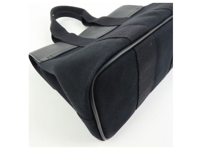 Hermès HERMES Valparaiso PM Toile Chevron Tote Bag Hand Bag Black - vista 11