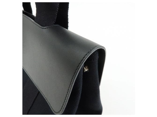 Hermès HERMES Valparaiso PM Toile Chevron Tote Bag Hand Bag Black - vista 14