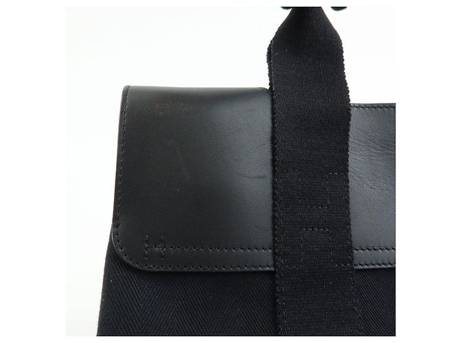 Hermès HERMES Valparaiso PM Toile Chevron Tote Bag Hand Bag Black - vista 16
