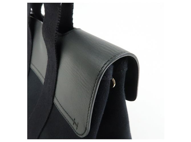 Hermès HERMES Valparaiso PM Toile Chevron Tote Bag Hand Bag Black - vista 17