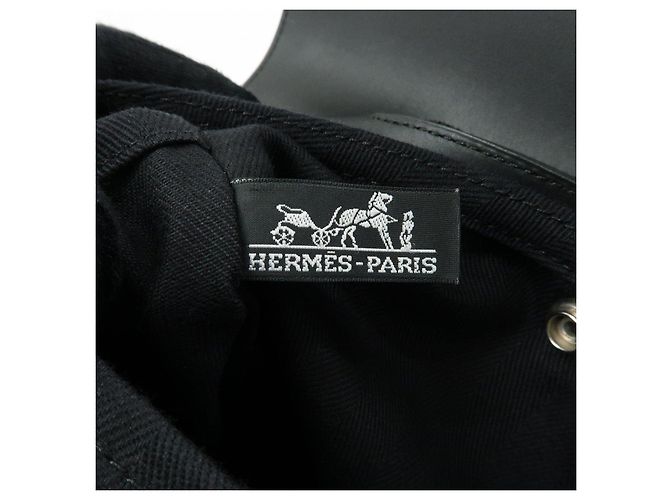 Hermès HERMES Valparaiso PM Toile Chevron Tote Bag Hand Bag Black - vista 22