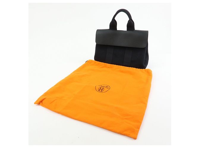 Hermès HERMES Valparaiso PM Toile Chevron Tote Bag Hand Bag Black - vista 23