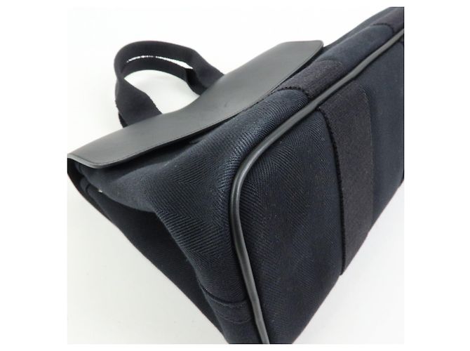Hermès HERMES Valparaiso PM Toile Chevron Tote Bag Hand Bag Black - vista 9