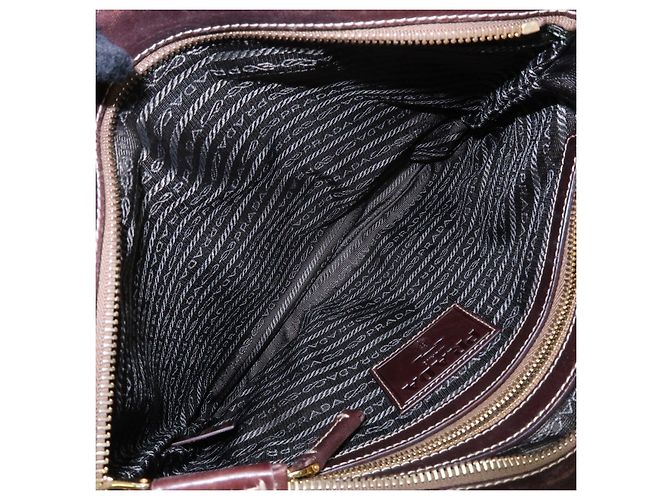 Borsa a tracolla e spalla in pelle e jacquard con logo PRADA Marrone BT0537 - vista 22