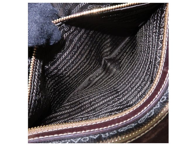 Borsa a tracolla e spalla in pelle e jacquard con logo PRADA Marrone BT0537 - vista 23