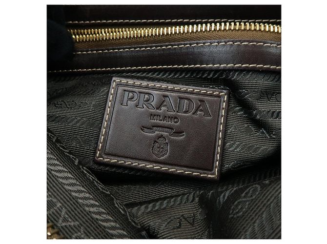 Borsa a tracolla e spalla in pelle e jacquard con logo PRADA Marrone BT0537 - vista 24