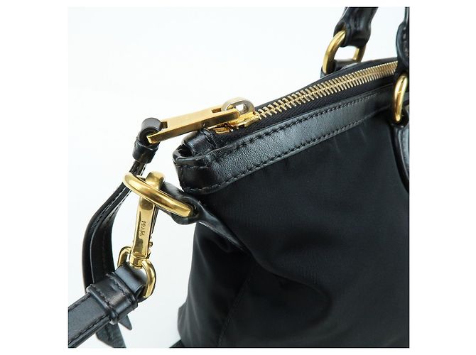 PRADA Borsa 2Way in Nylon e Pelle con Logo Triangolare Borsa a Mano Borsa a Tracolla 1BA104 - vista 12