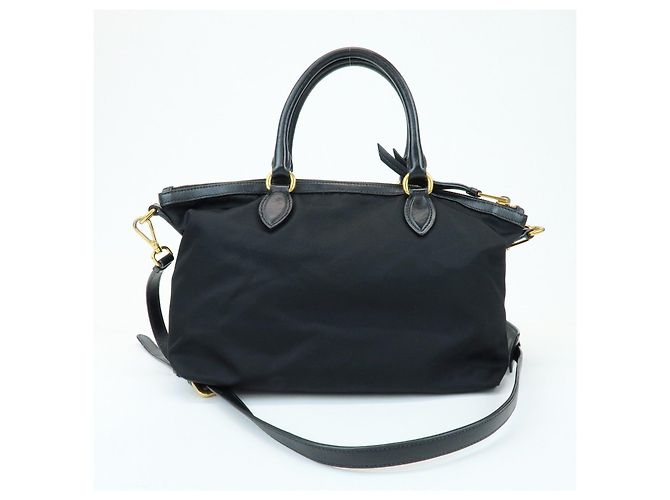 PRADA Borsa 2Way in Nylon e Pelle con Logo Triangolare Borsa a Mano Borsa a Tracolla 1BA104 - vista 2