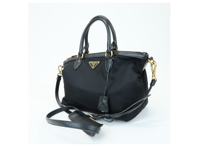 PRADA Borsa 2Way in Nylon e Pelle con Logo Triangolare Borsa a Mano Borsa a Tracolla 1BA104 - vista 3