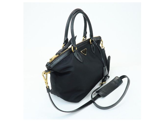 PRADA Borsa 2Way in Nylon e Pelle con Logo Triangolare Borsa a Mano Borsa a Tracolla 1BA104 - vista 4