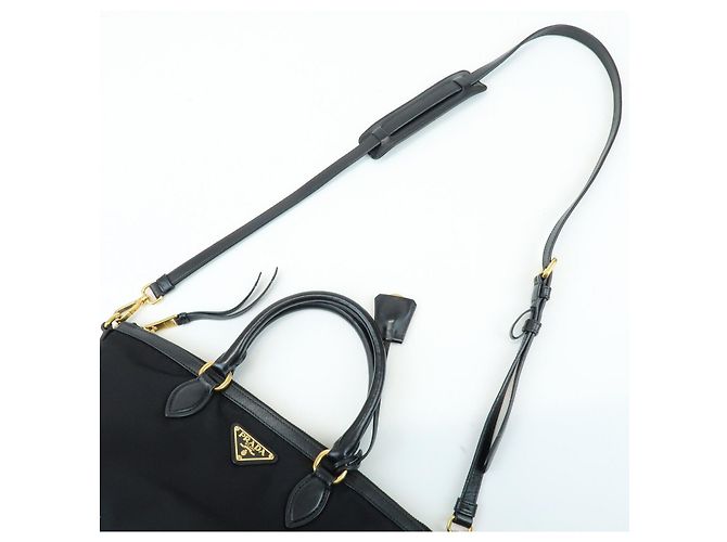 PRADA Borsa 2Way in Nylon e Pelle con Logo Triangolare Borsa a Mano Borsa a Tracolla 1BA104 - vista 6