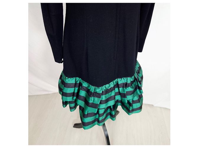 Guy Laroche Abito in Seta e Lana Nero e Verde - vista 4