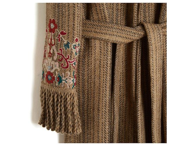 Abrigo Etro Pre Fall 2021 de Lana Beige Camel Bordado - vista 3