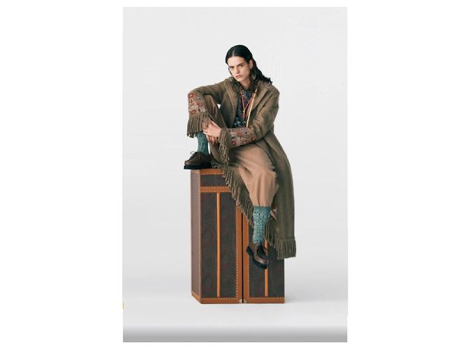 Abrigo Etro Pre Fall 2021 de Lana Beige Camel Bordado - vista 6