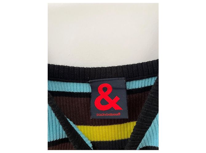 Dolce & Gabbana Top de punto a rayas azul y marrón - vista 3
