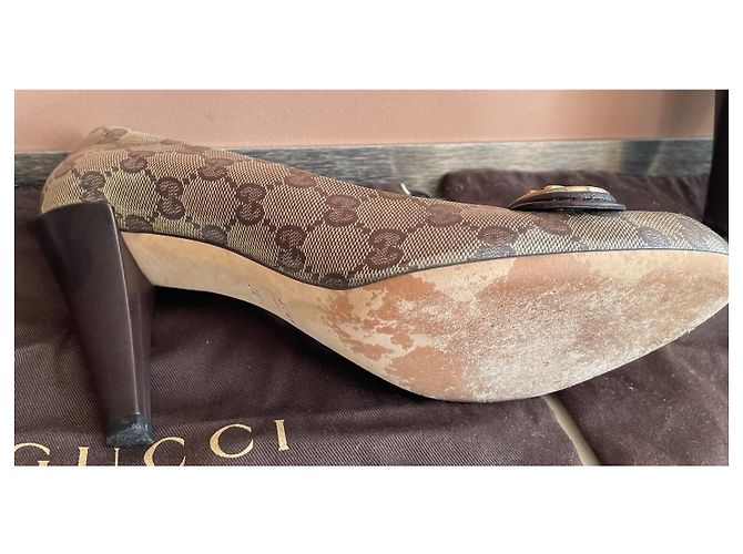 Décolleté Gucci da donna in tela monogram monogram Marrone - vista 2