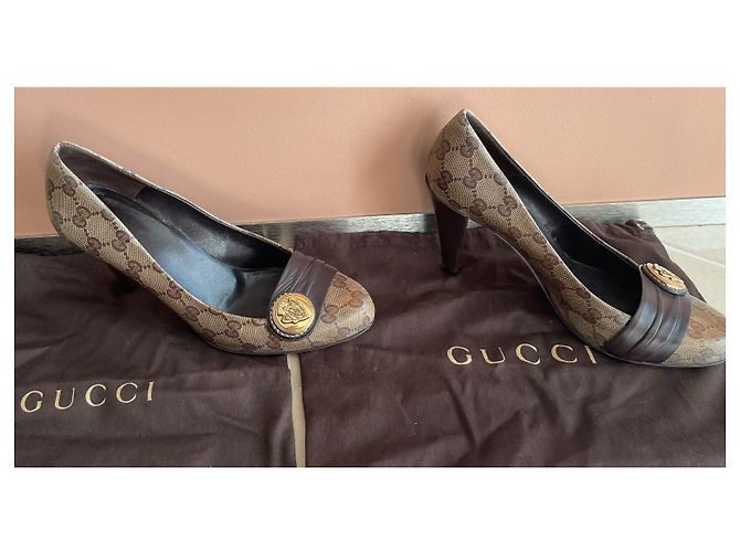 Décolleté Gucci da donna in tela monogram monogram Marrone - vista 4