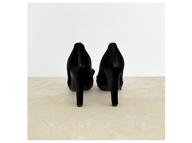 Ermanno Scervino Samt Pumps Schwarz mit Rüschen - Ansicht 5