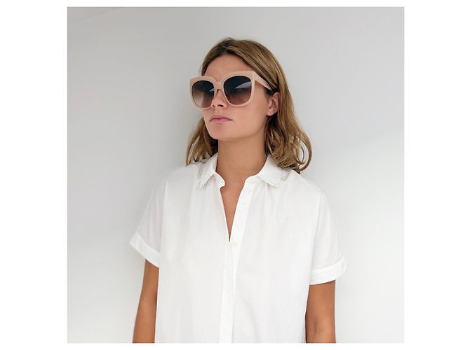 Stella Mc Cartney Stella McCartney SM4052 Eco Collection Óculos de Sol Oversized - Nude Beige - vista 2