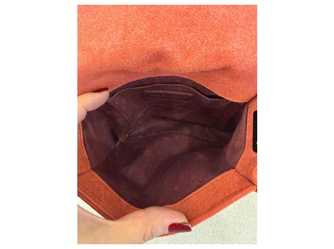Chanel Boy Flap Borsa a Tracolla in Camoscio Arancione - vista 9