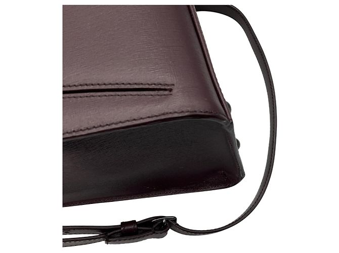 Borsa a tracolla trapezoidale Akris in pelle Saffiano bordeaux - vista 10