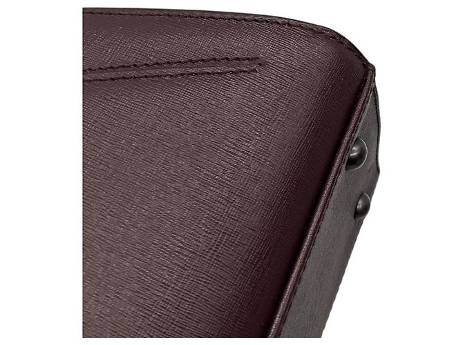 Borsa a tracolla trapezoidale Akris in pelle Saffiano bordeaux - vista 11