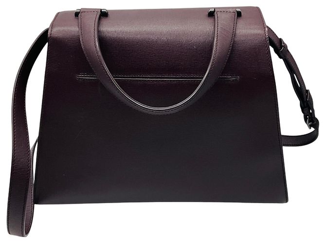 Borsa a tracolla trapezoidale Akris in pelle Saffiano bordeaux - vista 3