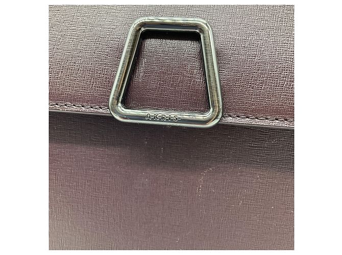 Borsa a tracolla trapezoidale Akris in pelle Saffiano bordeaux - vista 9