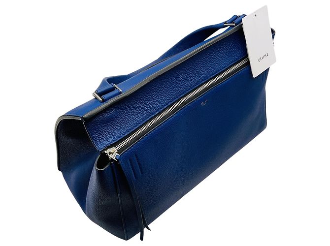 Céline Celine Bolso Edge Large de piel drummed azul - vista 5