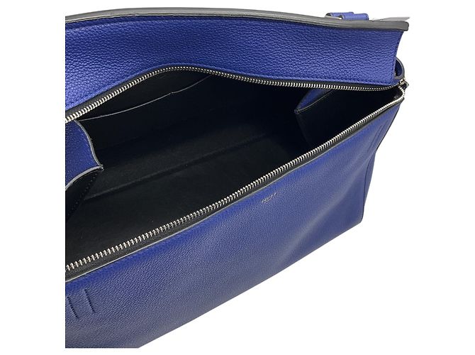 Céline Celine Bolso Edge Large de piel drummed azul - vista 6