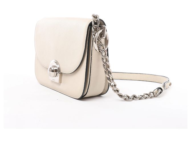 Borsa a tracolla con catena Prada Arcade Glace in pelle bianca - vista 2