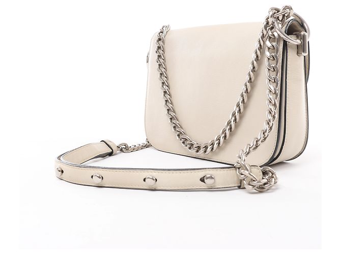 Borsa a tracolla con catena Prada Arcade Glace in pelle bianca - vista 4