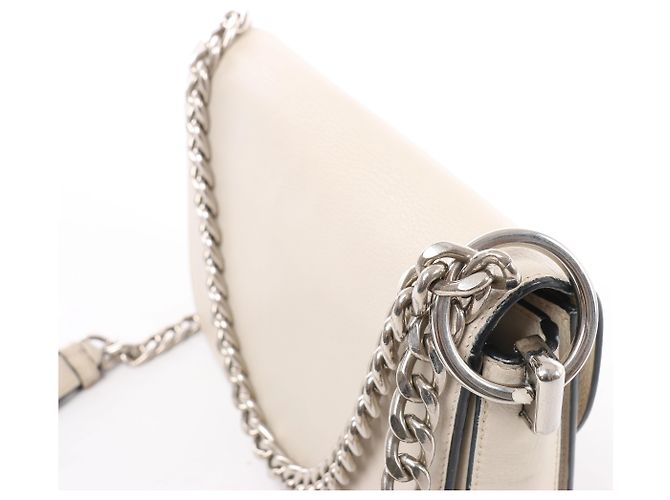 Borsa a tracolla con catena Prada Arcade Glace in pelle bianca - vista 5