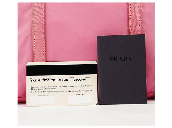 Prada Borsa Tote B6242 in nylon Tessuto Saffiano rosa - vista 12
