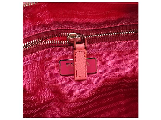 Prada Borsa Tote B6242 in nylon Tessuto Saffiano rosa - vista 14